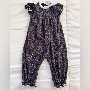 Eyelet & Ivy girls floral romper, navy pink, size 2